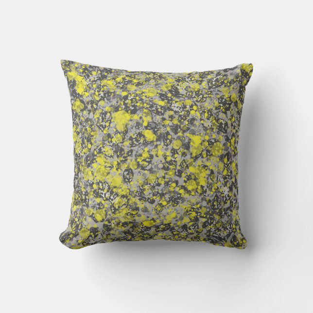 grey and yellow abstract throw pillow (Front)
