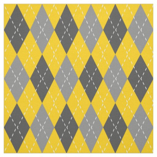 Grey and Yellow Argyle Pattern Fabric