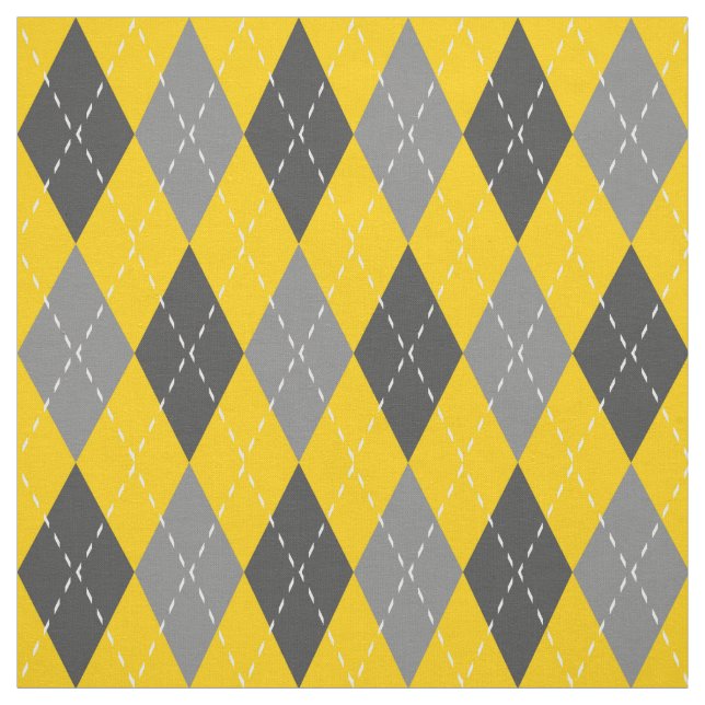 Grey and Yellow Argyle Pattern Fabric (Swatch)