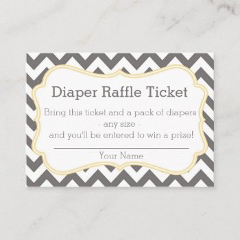 Grey And Yellow Chevron Diaper Raffle Ticket Enclosure Card by tinyanchor at Zazzle