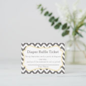 Grey and Yellow Chevron Diaper Raffle Ticket Enclosure Card (Standing Front)