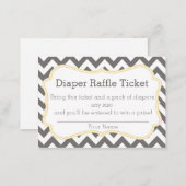 Grey and Yellow Chevron Diaper Raffle Ticket Enclosure Card (Front/Back)