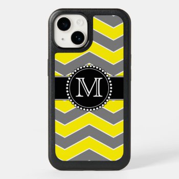 Grey And Yellow Chevron  Monogrammed Case by CoolestPhoneCases at Zazzle