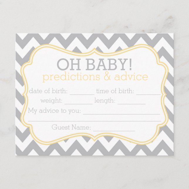 Grey and Yellow Chevron Predictions & Advice Card (Front)