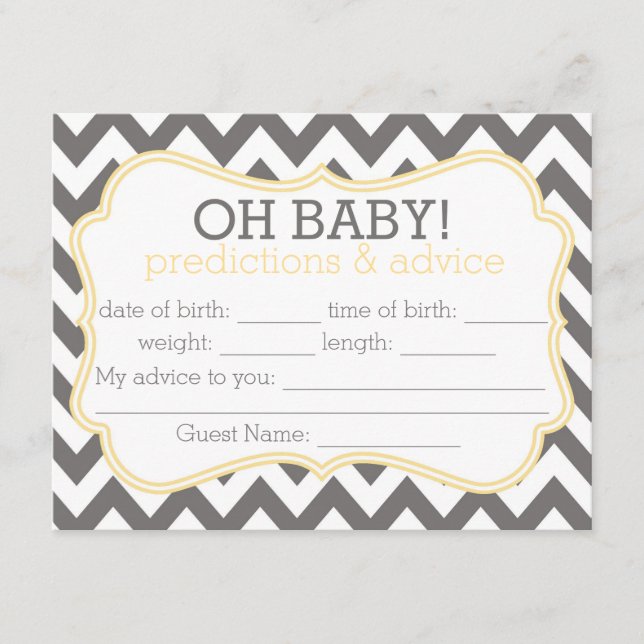 Grey and Yellow Chevron Predictions & Advice Card (Front)