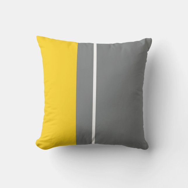 Grey and Yellow Colour Block Outdoor Pillow (Front)