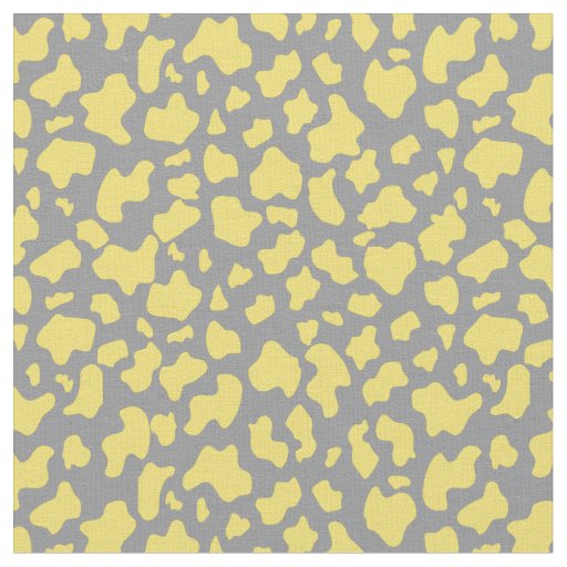 Grey and yellow cow print custom size fabric