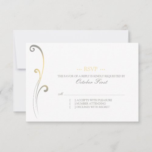 Grey and Yellow Faded Flourish Wedding RSVP