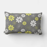 Grey And Yellow Flower Pattern Lumbar Pillow at Zazzle