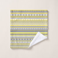 Black & Yellow Geometric Funky Modern Pattern Bath Towel Set, Zazzle