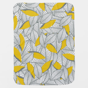 Grey and yellow leaf pattern. baby blanket