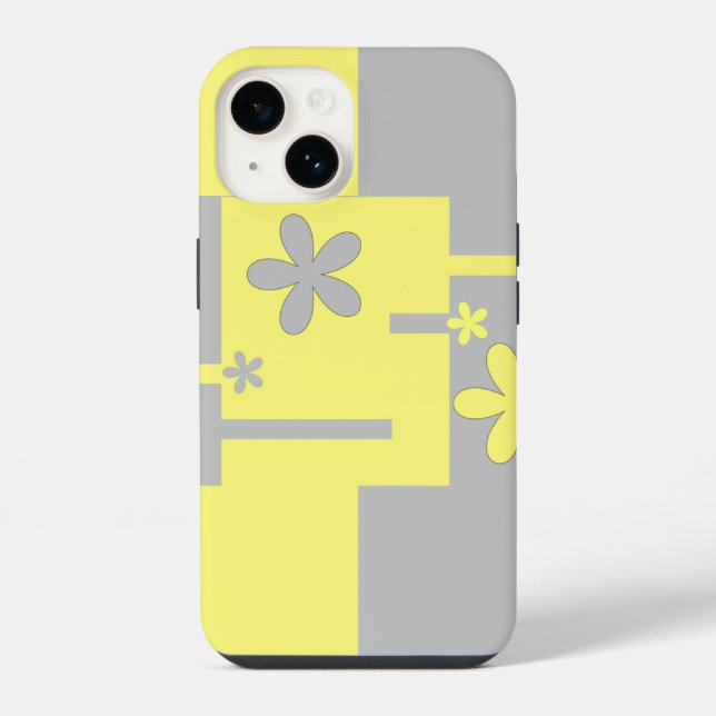 grey and yellow print,  iphone case (Back)