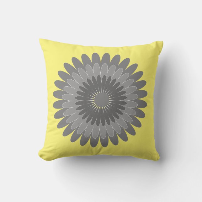 grey and yellow print, throw pillow (Front)
