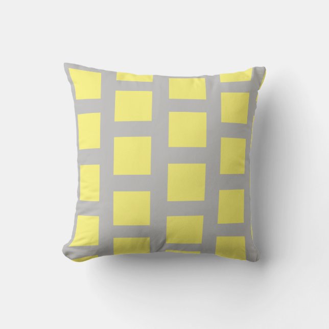 grey and yellow print, throw pillow (Front)