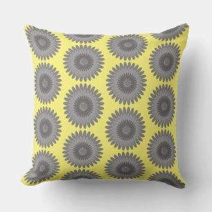 grey and yellow print, throw pillow