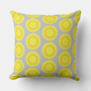 grey and yellow print, throw pillow