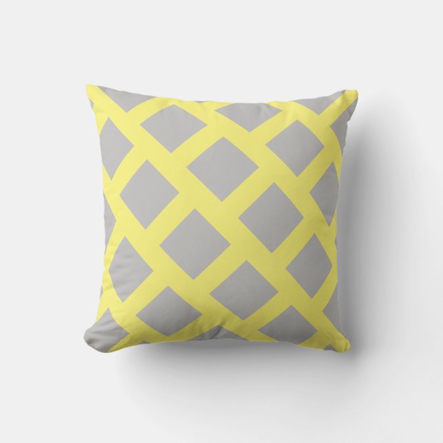 grey and yellow print, throw pillow (Front)