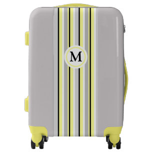 Grey and Yellow Stripes Monogram Luggage