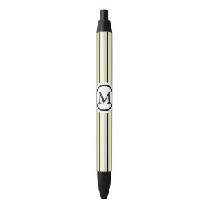 Grey and Yellow Stripes Monogram Pen