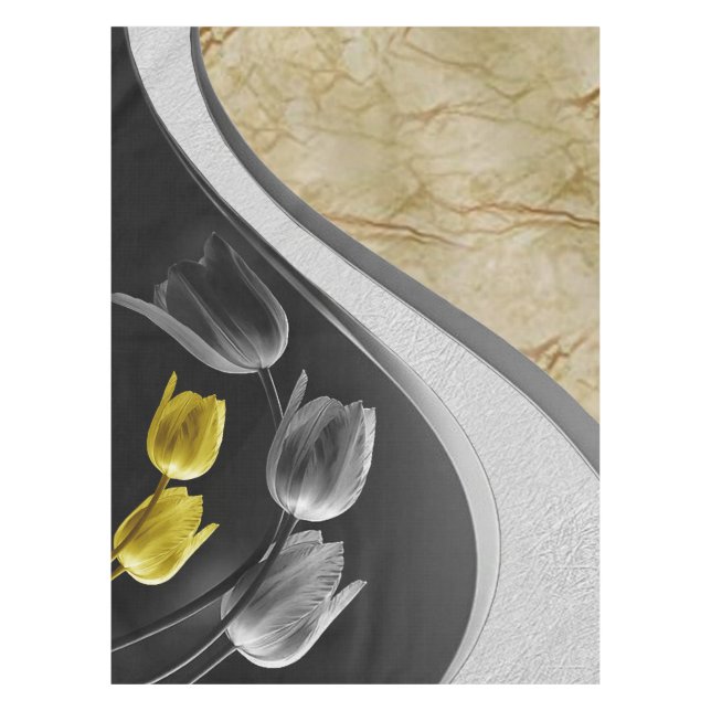Grey and yellow  tulips flower texture 2021 color tablecloth (Front)