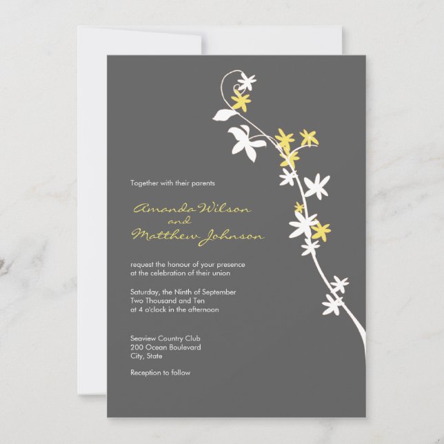 Grey and Yellow Wedding Invitations (Front)