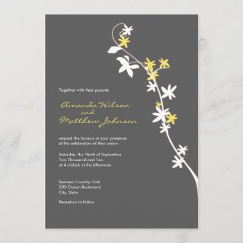 Grey And Yellow Wedding Invitations by PMCustomWeddings at Zazzle