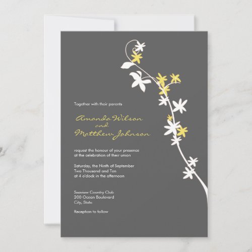 Grey and Yellow Wedding Invitations