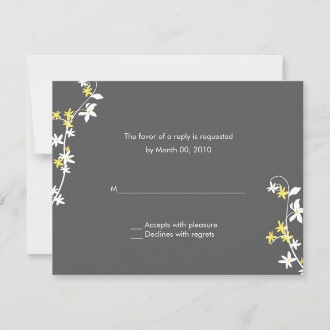 Grey and Yellow Wedding RSVP Cards (Front)