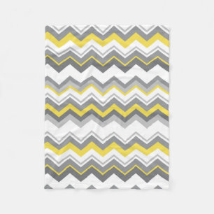 Grey and yellow zigzags fleece blanket