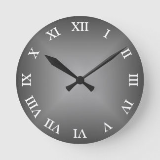 Grey Angular Ombre Arabic or Roman Numeral Round Clock