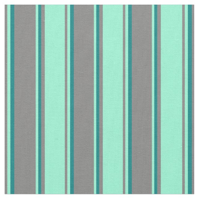 Grey, Aquamarine, and Teal Colored Pattern Fabric (Close Up)