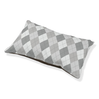 Grey Argyle Pattern Pet Bed