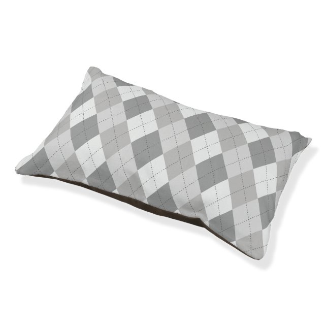Grey Argyle Pattern Pet Bed (Angled)
