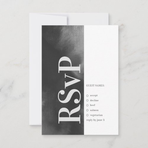 Grey Art Big Monogram Modern Bold Simple Wedding RSVP Card