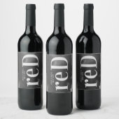 Grey Art Big Monogram Modern Bold Simple Wedding Wine Label (Bottles)