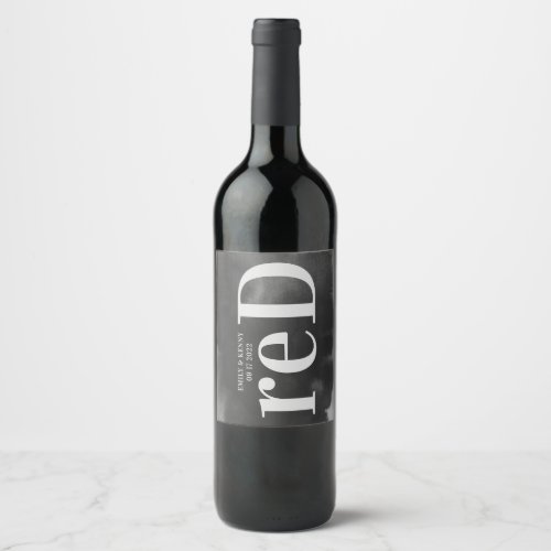 Grey Art Big Monogram Modern Bold Simple Wedding Wine Label