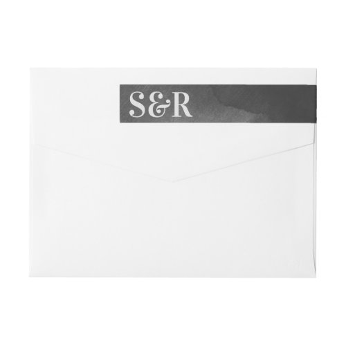 Grey Art Big Monogram Modern Bold Simple Wedding Wrap Around Label