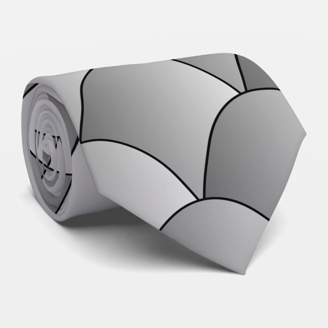 Grey Art Deco Design Neck Tie (Rolled)