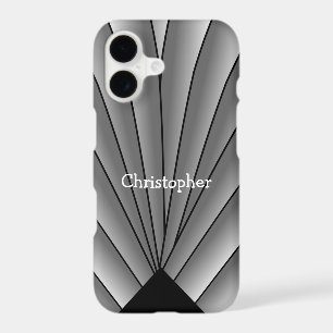 Grey Art Deco Fan Design iPhone 17 Case