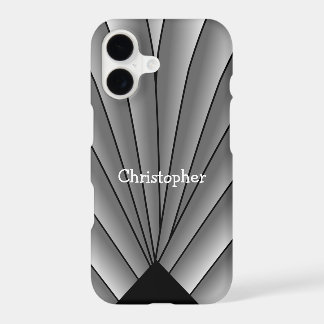 Grey Art Deco Fan Design iPhone 17 Case