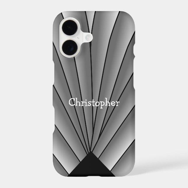 Grey Art Deco Fan Design Case-Mate iPhone Case (Back)