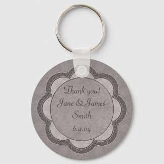 Grey Art Nouveau Wedding Keychain