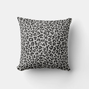 Grey Ash Leopard Cheetah Animal Pattern Throw Pillow