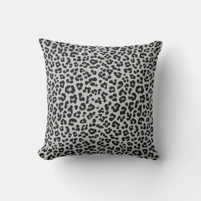 Grey Ash Leopard Cheetah Animal Pattern Throw Pillow (Front)