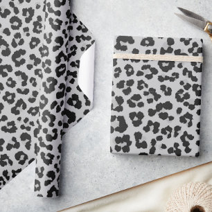 Grey Ash Leopard Cheetah Animal Pattern Wrapping Paper