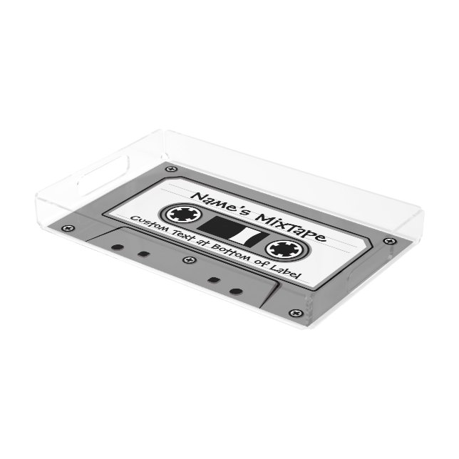 Grey Audio Cassette Tape Acrylic Tray (Angled)