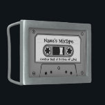 Grey Audio Cassette Tape Belt Buckle<br><div class="desc">Grey vintage audio cassette tape. Vector icon with customizable colors. Custom text.</div>