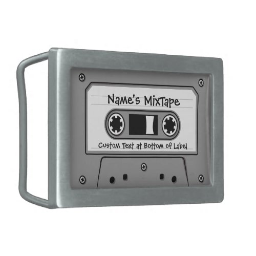 Grey Audio Cassette Tape Belt Buckle
