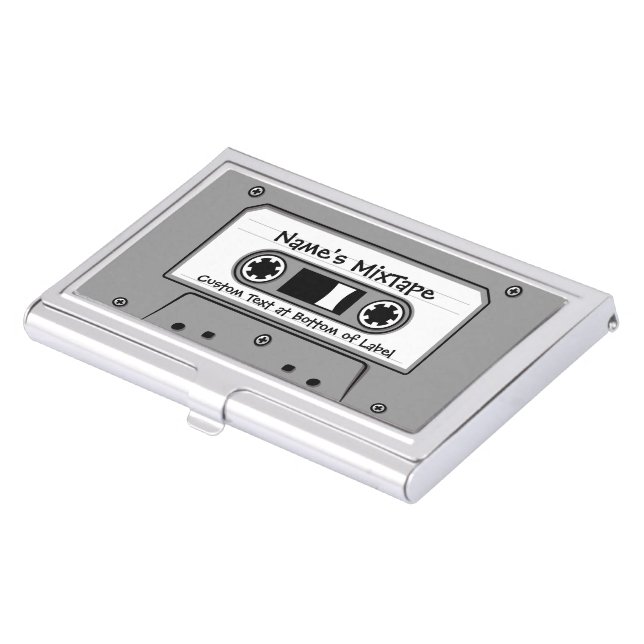 Grey Audio Cassette Tape Business Card Case (Front)