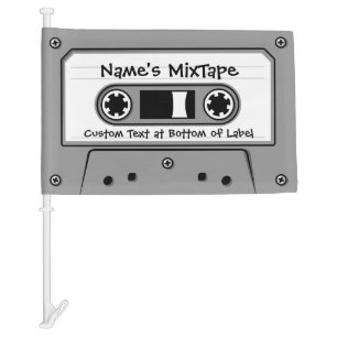 Grey Audio Cassette Tape Car Flag